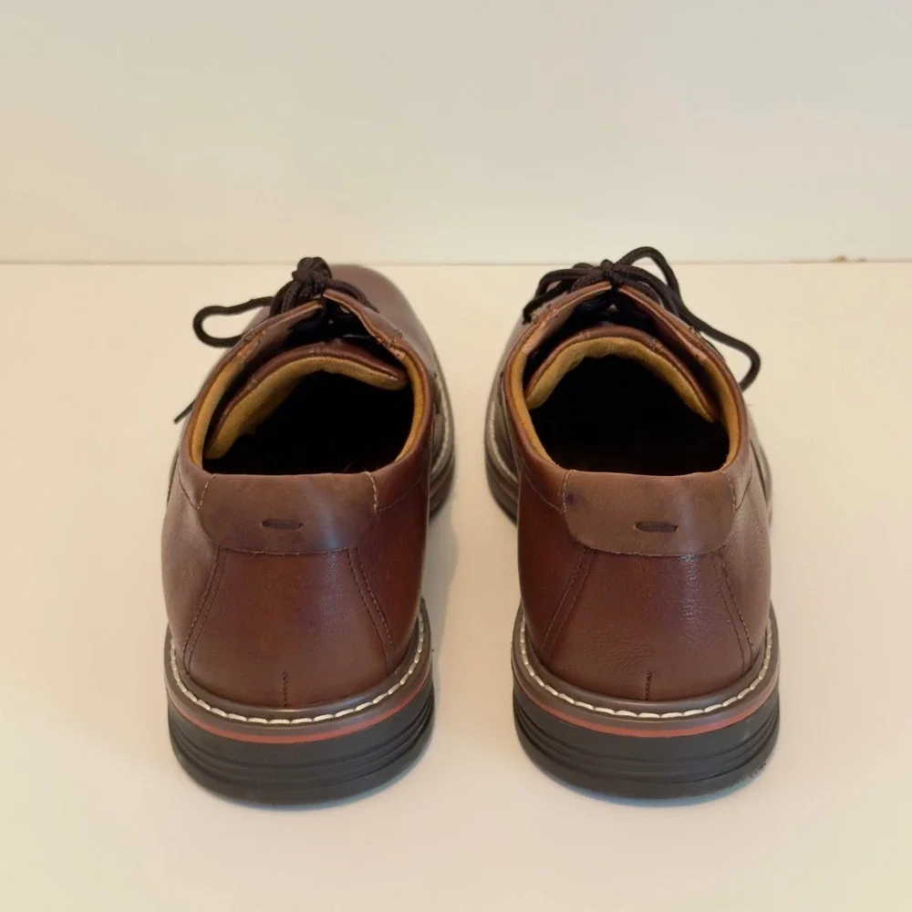 Florsheim Mens Brown Leather Plain Toe Derby Dress Shoes 13369-222‎ Size 10M